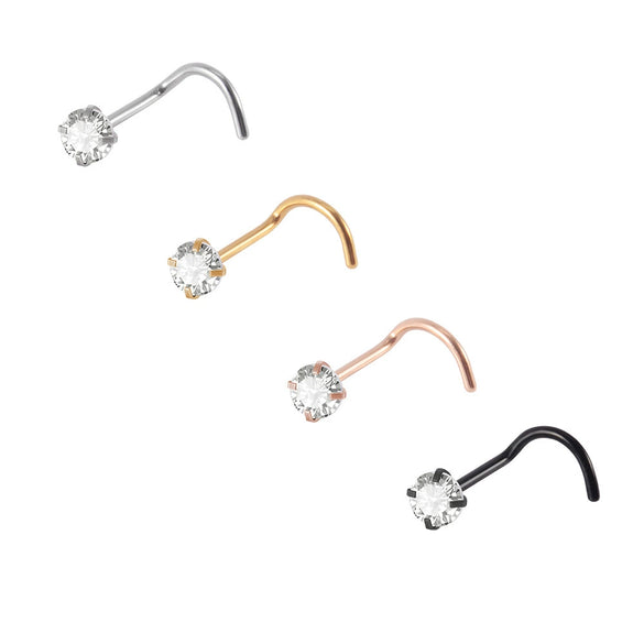 Stainless Steel Zircon Nose Ring Clawshaped Fivestar Love Sshaped Lshaped Electroplating Unisex