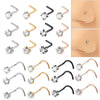 Stainless Steel Zircon Nose Ring Clawshaped Fivestar Love Sshaped Lshaped Electroplating Unisex