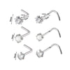 Stainless Steel Zircon Nose Ring Clawshaped Fivestar Love Sshaped Lshaped Electroplating Unisex