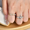 Stainless Steel Zircon Shell Bead Geometric Fashion Women's Ring