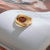 Stainless Steel Zirconium Snake Open Ring Jewelry With Geometric Pattern And Gold Plated Electroplating Original Design