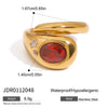 Stainless Steel Zirconium Snake Open Ring Jewelry With Geometric Pattern And Gold Plated Electroplating Original Design
