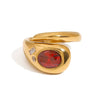 Stainless Steel Zirconium Snake Open Ring Jewelry With Geometric Pattern And Gold Plated Electroplating Original Design