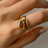 Stainless Steel Zirconium Snake Open Ring Jewelry With Geometric Pattern And Gold Plated Electroplating Original Design