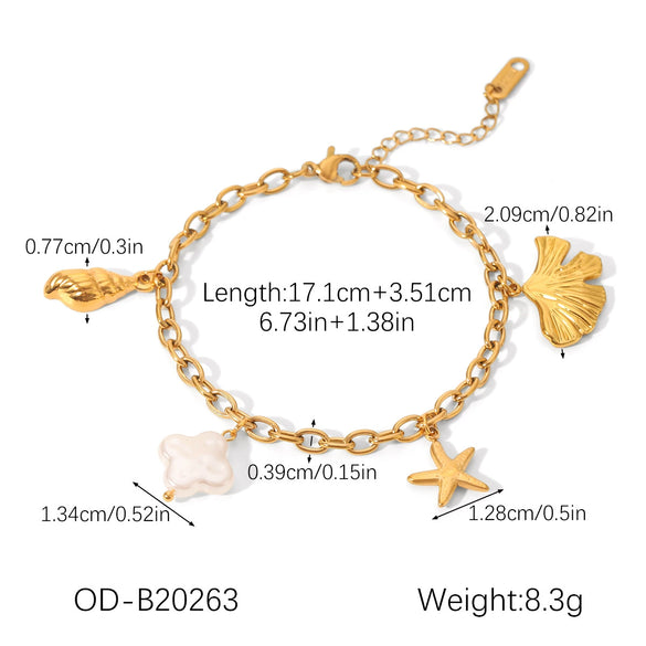 Star And Moon Fashion Trendy Stainless Steel Bracelet For Women With Flower Shape Pvd Vacuum Plating