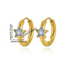 Star Birthstone Stainless Steel Earrings Set With Diamonds Geometric Style Unisex