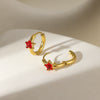 Star Birthstone Stainless Steel Earrings Set With Diamonds Geometric Style Unisex