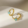Star Birthstone Stainless Steel Earrings Set With Diamonds Geometric Style Unisex