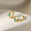 Star Birthstone Stainless Steel Earrings Set With Diamonds Geometric Style Unisex