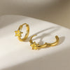 Star Birthstone Stainless Steel Earrings Set With Diamonds Geometric Style Unisex