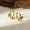Star Birthstone Stainless Steel Earrings Set With Diamonds Geometric Style Unisex