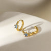 Star Birthstone Stainless Steel Earrings Set With Diamonds Geometric Style Unisex