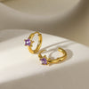 Star Birthstone Stainless Steel Earrings Set With Diamonds Geometric Style Unisex