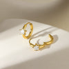 Star Birthstone Stainless Steel Earrings Set With Diamonds Geometric Style Unisex