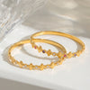 Star Pattern Zirconaccented Stainless Steel Bracelet With Goldplated Finish Simple Trendy Jewelry
