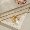Starfish Pearl Women's Necklace In Titanium Steel With Geometric Shape And Electroplating