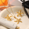 Starfish Pendant Stainless Steel Necklace And Earrings For Women With Marine Life Pattern And Vacuum Plating