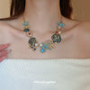 Starfish Shell Coral Earrings And Necklace Set With Ocean Life Pattern Rhinestones And Zircon Handmade High End All Match Clavicle Chain For Women