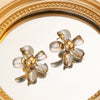 Statement Flowershaped Electroplated Metal Earrings For Women Elegant Trendy Fashion Jewelry