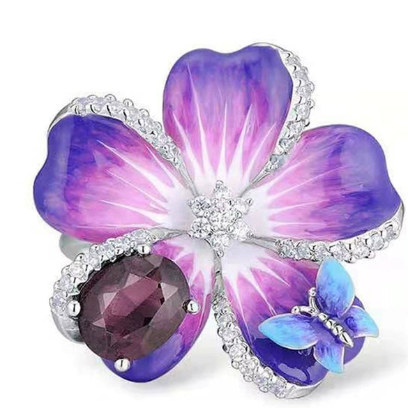 Statement Geometric Rose Petal Ring In Electroplated Metal For Women And Unisex Wear