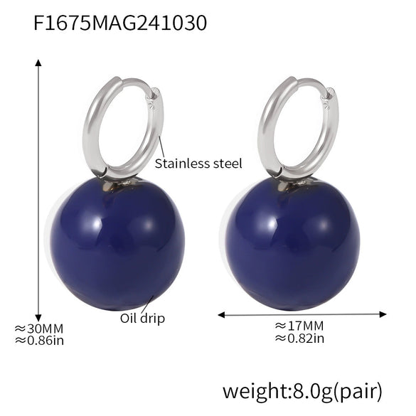 Steel Ball Earrings 316L Stainless Steel Geometric Pvd Electroplated For Women