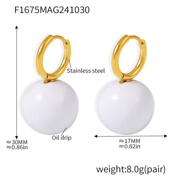 Steel Ball Earrings 316L Stainless Steel Geometric Pvd Electroplated For Women