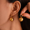 Steel Ball Earrings 316L Stainless Steel Geometric Pvd Electroplated For Women
