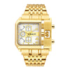 Steel Band Gold Punk Quartz Watch With Large Square Dial