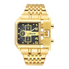 Steel Band Gold Punk Quartz Watch With Large Square Dial