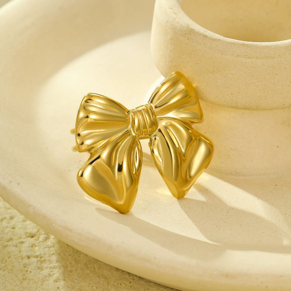 Steel Bow Ring And Scarf Buckle With Electroplating Fashion For Women