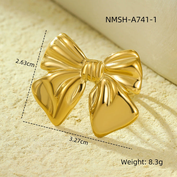 Steel Bow Ring And Scarf Buckle With Electroplating Fashion For Women