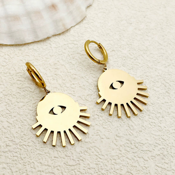 Steel Earrings Devil's Eye Geometric Style Electroplating