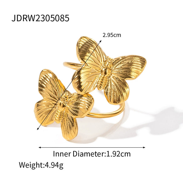 Steel Geometric Electroplated Ring Jewelry For Women