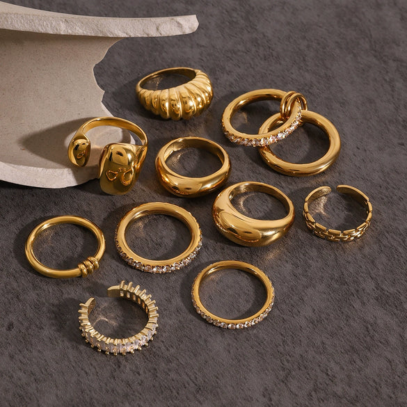 Steel Geometric Electroplated Ring Jewelry For Women