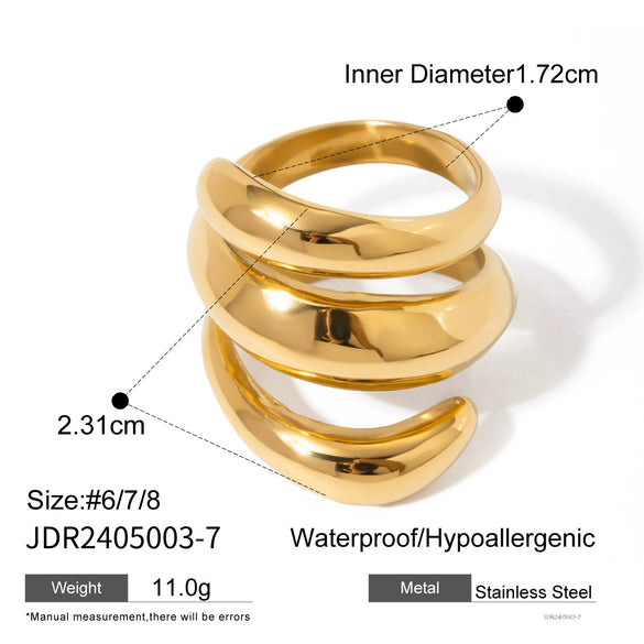 Steel Ring Geometric Design Electroplating Jewelry For Women