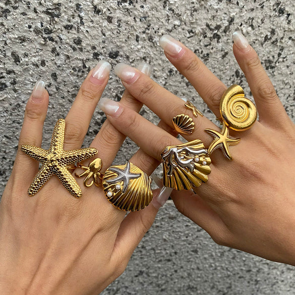 Steel Ring Geometric Design Electroplating Jewelry For Women