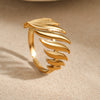 Steel Ring Leaf Geometric Electroplated 18K Gold