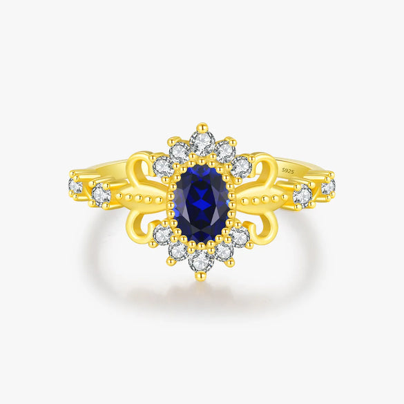 Sterling Silver 14K Gold Plated Elegant Retro French Style Plating Inlay Crown Zircon Rings