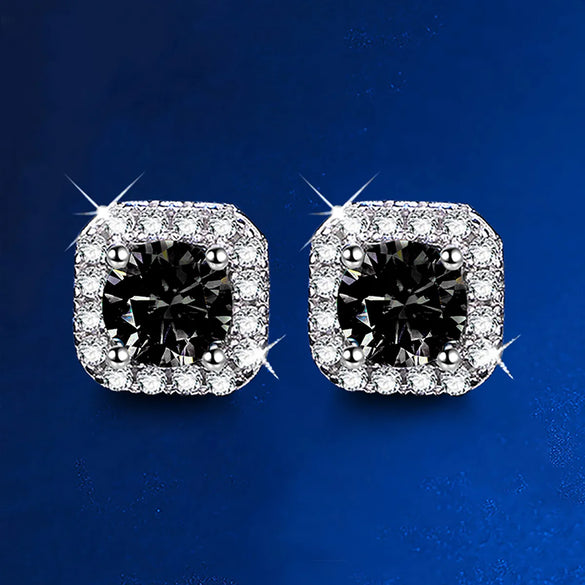 Sterling Silver 18K Gold Plated Inlay Geometric Moissanite Ear Studs