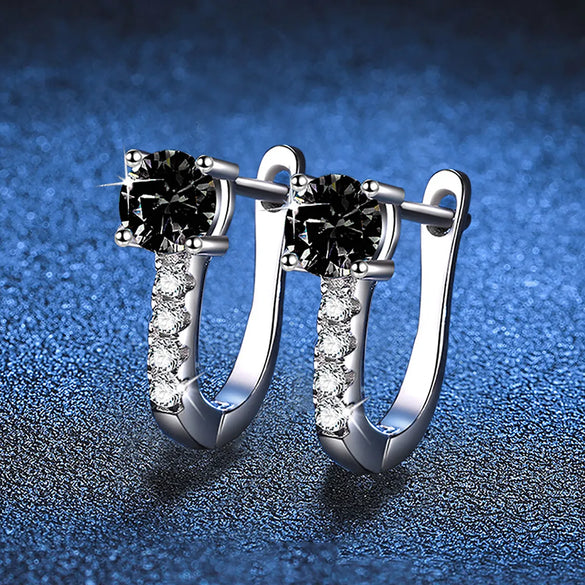 Sterling Silver 18K Gold Plated Inlay Geometric Moissanite Ear Studs