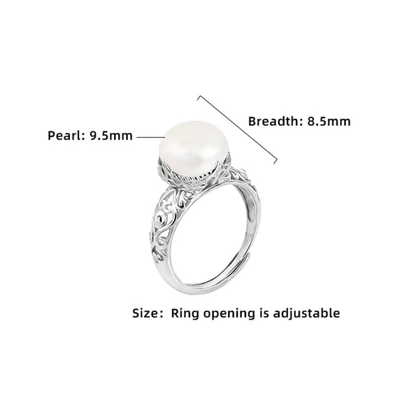 Sterling Silver 18K Gold Plated White Gold Plated Elegant Glam Luxurious Polishing Plating Hollow Out Round Pearl Open Rings