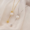 Sterling Silver 18K Gold Plated White Gold Plated Elegant Polishing Drawstring Inlay Solid Color Pearl Necklace