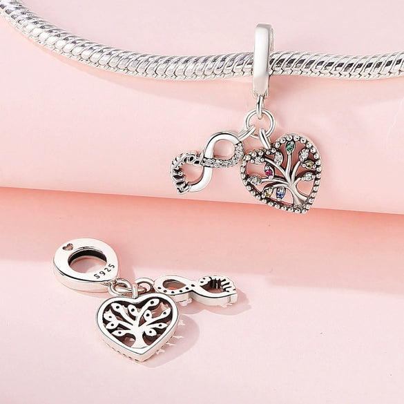 925 Sterling Silver Accessories Beads Life Tree Dream Catcher Net Star Moon Charm Diy Jewelry Bracelet With Dripping Oil Design