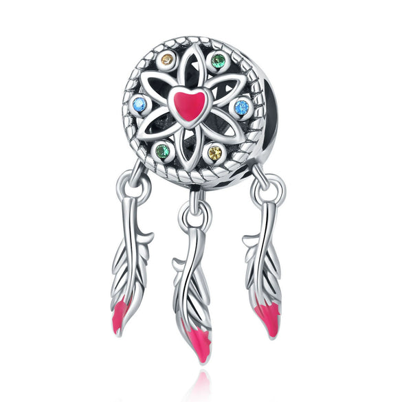 925 Sterling Silver Accessories Beads Life Tree Dream Catcher Net Star Moon Charm Diy Jewelry Bracelet With Dripping Oil Design
