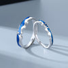 Sterling Silver Adjustable Couple Rings Geometric Star And Moon City Wall Design Electroplated Open Band Lover Gift For Men And Women