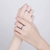 Sterling Silver Adjustable Couple Rings Geometric Star And Moon City Wall Design Electroplated Open Band Lover Gift For Men And Women