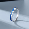 Sterling Silver Adjustable Couple Rings Geometric Star And Moon City Wall Design Electroplated Open Band Lover Gift For Men And Women