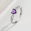 Sterling Silver Amethyst Heart Shaped Ring For Women Simple Fashion Geometric Gemstone Ring Electroplated Finish