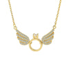 925 Sterling Silver Angel Wings Necklace For Women With Zircon Pendant Electroplated Clavicle Chain Elegant Versatile Niche Design Jewelry