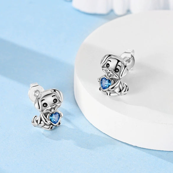 925 Sterling Silver Animal And Heart Shape Earrings For Women With Electroplating Fashion Cute Jewelry